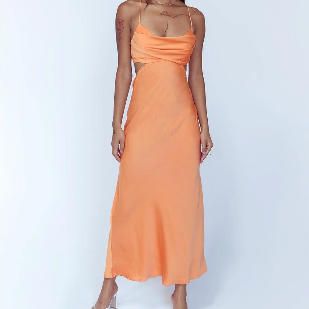 Satin Orange Maxi Dress